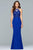 s10098 Embroidered Halter Sheath Dress