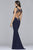 S10107 Lace Beaded V-neck Jersey Sheath Dress