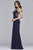 S10107 Lace Beaded V-neck Jersey Sheath Dress