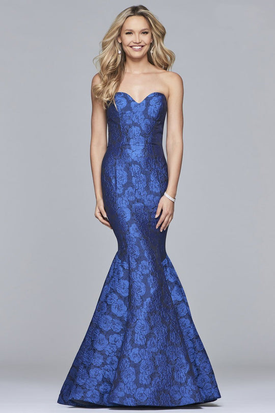 S10118 Strapless Sweetheart Jacquard Mermaid Dress