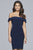 Faviana Off The Shoulder Jersey Cocktail Dress S10162 - 1 pc Navy In Size 2 Available In Blue