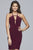 S10164 Deep V Neck Jersey Halter Cocktail Dress