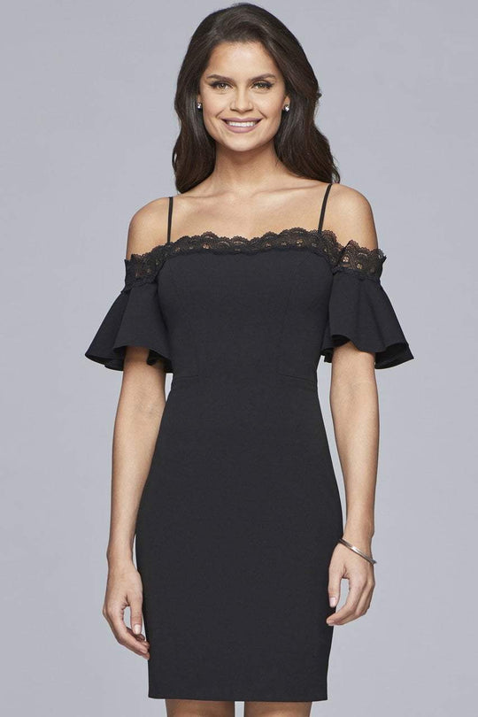 S10175 Lace Stretch Matte Crepe Fitted Dress