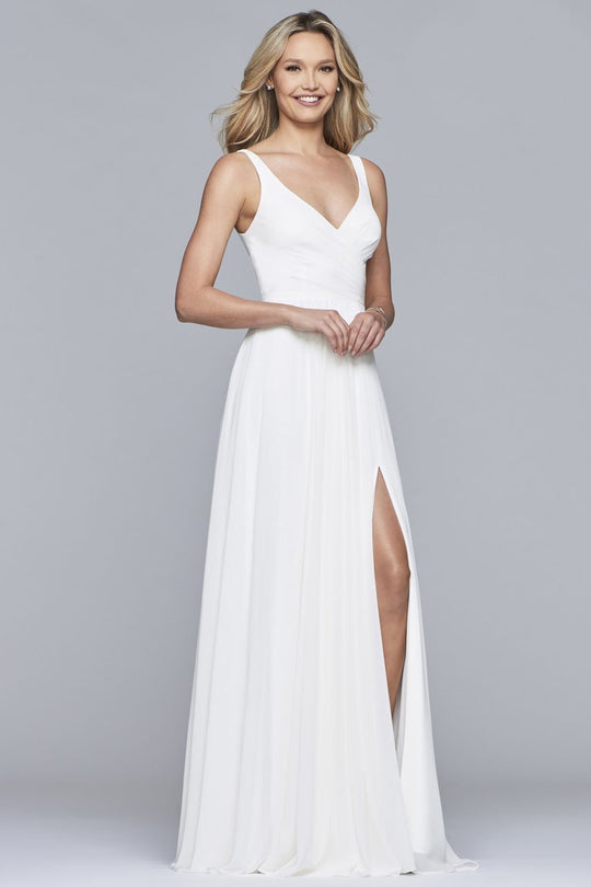 S10177 V-Neck Sleeveless Chiffon Long Dress