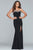 Faviana - S10200 Beaded Tulle Neckline Strapless Jersey Dress in Black