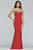 Faviana - S10200 Beaded Tulle Neckline Strapless Jersey Dress in Red