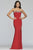 Faviana - S10200 Beaded Tulle Neckline Strapless Jersey Dress in Red