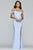 Faviana - S10202 Beaded Sweetheart Off Shoulder Jersey Dress in Blue