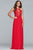 Faviana - S10203 Lace Applique Illusion Halter Evening Dress in Red