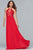 Faviana - S10203 Lace Applique Illusion Halter Evening Dress in Red