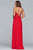 Faviana - Lace Appliqued Illusion Halter Evening Dress S10203  In Red