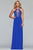 Faviana - S10203 Lace Applique Illusion Halter Evening Dress in Blue