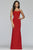 Faviana - S10205 Scoop Neck Lace-Up Back Jersey Dress in Red