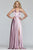 Faviana - S10209 Lace Up Back Satin V Neck Dress in Pink