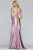 Faviana - S10209 Lace Up Back Satin V Neck Dress in Pink