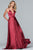 Faviana - S10209 Lace Up Back Satin V Neck Dress in Red