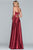 Faviana - S10209 Lace Up Back Satin V Neck Dress in Red