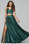 Faviana - S10210 Two Piece Pleated V-neck Charmeuse A-line Dress In Green