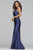 Faviana - S10212 Sleek Plunging V-neck Trumpet Dress in Blue