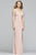 Faviana - S10214 V-neck Low Cut Crisscross Back Satin Evening Dress in Pink