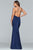 Faviana - S10214 V-neck Low Cut Crisscross Back Satin Evening Dress in Blue