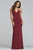 Faviana - S10214 V-neck Low Cut Crisscross Back Satin Evening Dress in Red