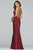 Faviana - S10214 V-neck Low Cut Crisscross Back Satin Evening Dress in Red
