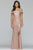 Faviana - S10216 Metallic Jersey Off-Shoulder Sheath Dress Gold