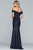 Faviana - S10216 Metallic Jersey Off-Shoulder Sheath Dress in Blue
