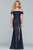 Faviana - S10216 Metallic Jersey Off-Shoulder Sheath Dress in Blue