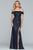 Faviana - S10216 Metallic Jersey Off-Shoulder Sheath Dress in Blue