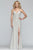 Faviana - S10218 Metallic Jersey V-neck Trumpet Dress With Slit in Silver