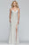 Faviana - S10218 Metallic Jersey V-neck Trumpet Dress With Slit in Silver