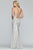 Faviana - S10218 Metallic Jersey V-neck Trumpet Dress With Slit in Silver