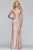 Faviana - S10218 Metallic Jersey V-neck Trumpet Dress With Slit in Gold