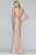 Faviana - S10218 Metallic Jersey V-neck Trumpet Dress With Slit in Gold