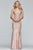 Faviana - S10218 Metallic Jersey V-neck Trumpet Dress With Slit in Gold