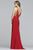 Faviana - S10219 Sequined Illusion Lace High Slit Gown in Red