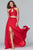 Faviana - S10220 Two Piece Lace High Halter Chiffon A-line Dress in Red