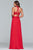 Faviana - S10220 Two Piece Lace High Halter Chiffon A-line Dress in Red