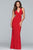 Faviana - S10222 Sleeveless V-neck Jersey Sheath Dress In Red