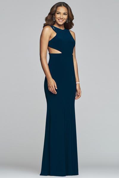 Faviana - S10224 Sleeveless Halter Jersey Fitted Dress in Green