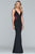 Faviana - S10226 Beaded Deep V-neck Neoprene Trumpet Dress in Black
