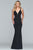 Faviana - S10226 Beaded Deep V-neck Neoprene Trumpet Dress in Black