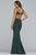 Faviana - S10226 Beaded Deep V-neck Neoprene Trumpet Dress in Green