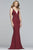 Faviana - S10226 Beaded Deep V-neck Neoprene Trumpet Dress in Red