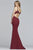 Faviana - S10226 Beaded Deep V-neck Neoprene Trumpet Dress in Red
