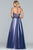 Faviana - S10227 Plunging Sequined Lace Bodice A-Line Gown in Blue and Pink