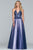 Faviana - S10227 Plunging Sequined Lace Bodice A-Line Gown in Blue and Pink