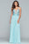 Faviana - S10228 Beaded Scallop Lace Applique Chiffon A Line Dress in Blue